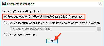 pycharm update import settings
