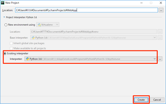 pycharm new project interpreter