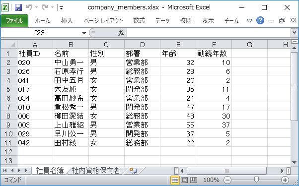 members xlsheet