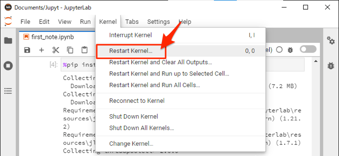 restart kernel