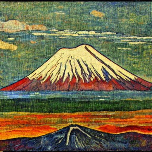 Mt. Fuji in the style of Gauguin